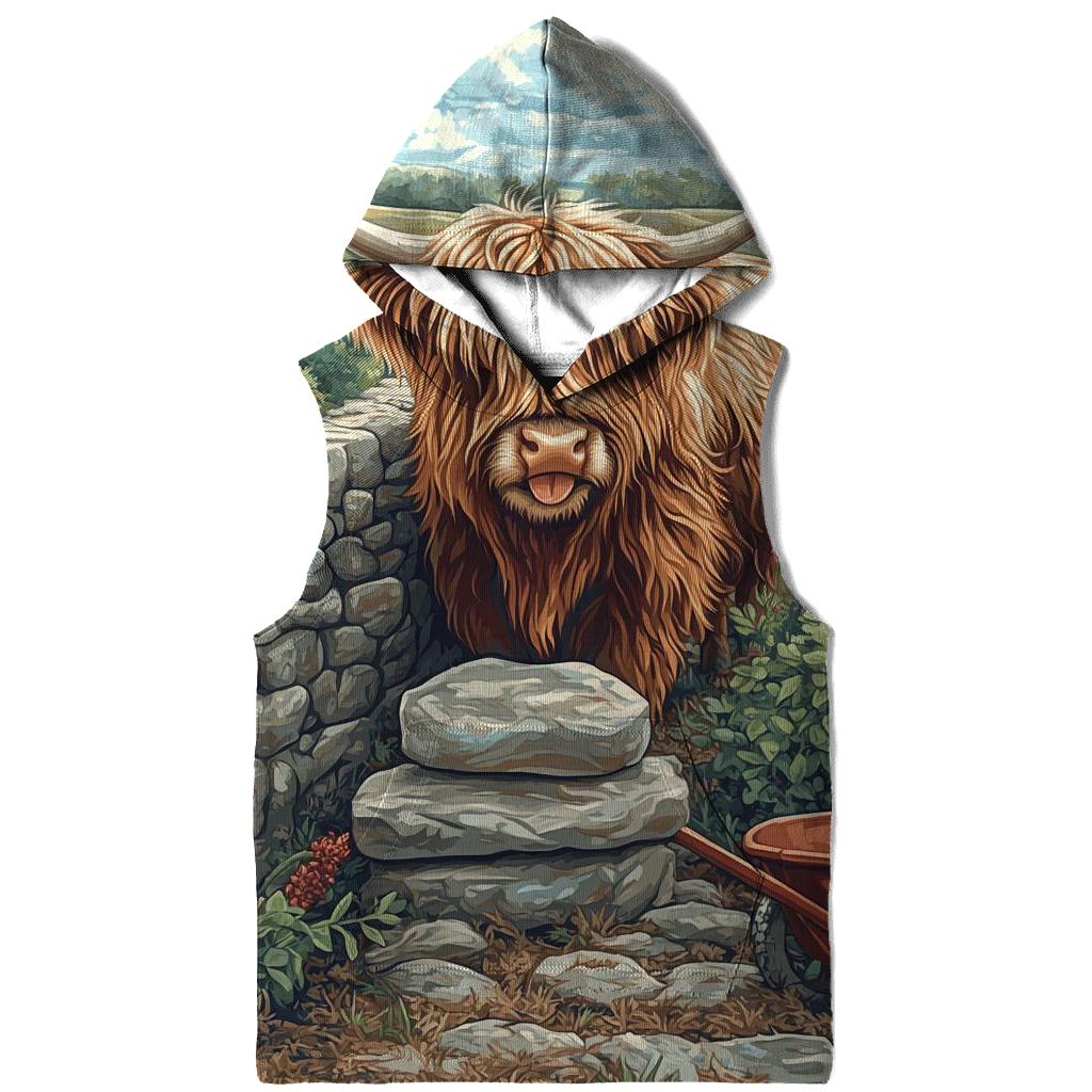 Highland Cow Garden Stone Wall Builder hoodies fashion