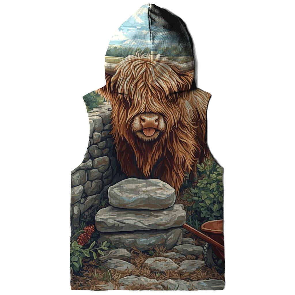 Highland Cow Garden Stone Wall Builder hoodies fashion