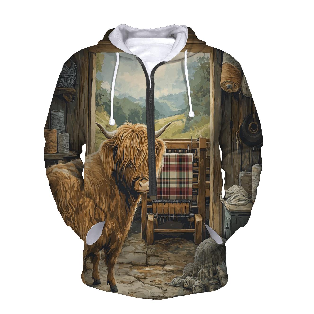 Tartan Loom Workshop Highland Cow heavyweight hoodies