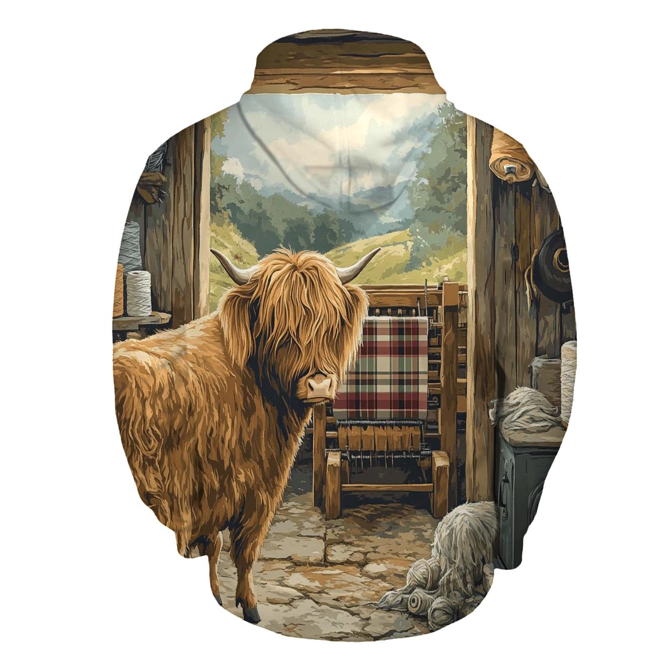 Tartan Loom Workshop Highland Cow heavyweight hoodies