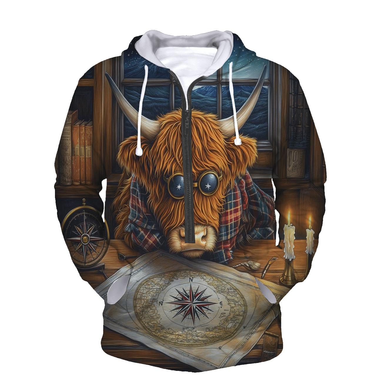 Highland Cow Star Map Study lightweight hoodies