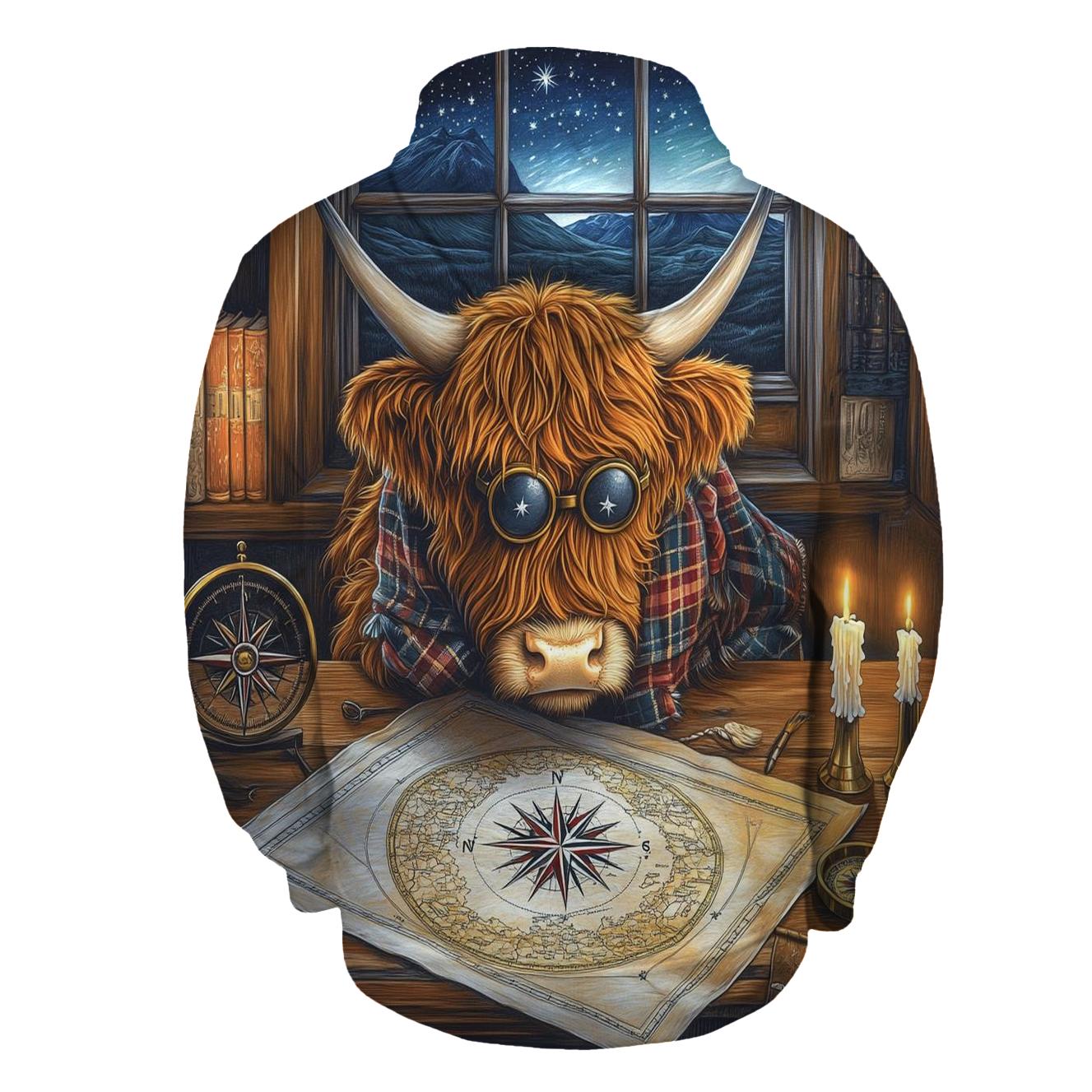 Highland Cow Star Map Study lightweight hoodies