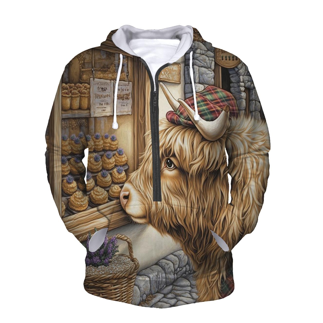 Highland Cow Thistle Bakery Window heavyweight hoodies