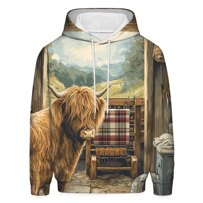 Tartan Loom Workshop Highland Cow embroidered hoodies