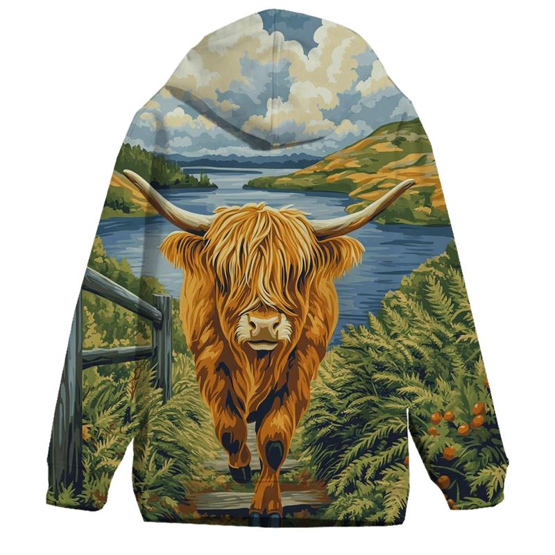 Bracken Trail Highland Cow Postcard graphic hoodies