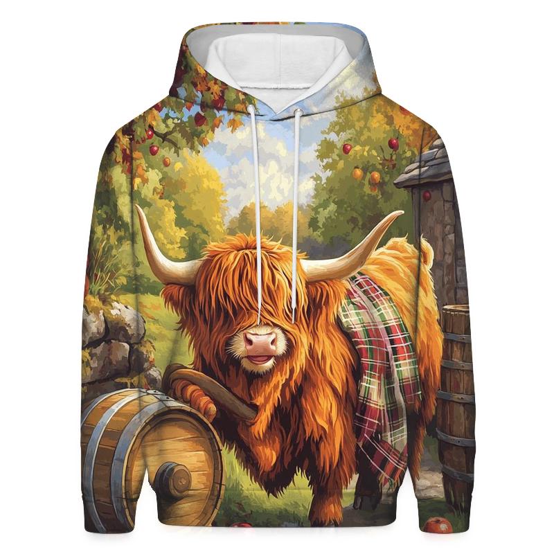 Highland Cow Orchard Cider Press embroidered hoodies