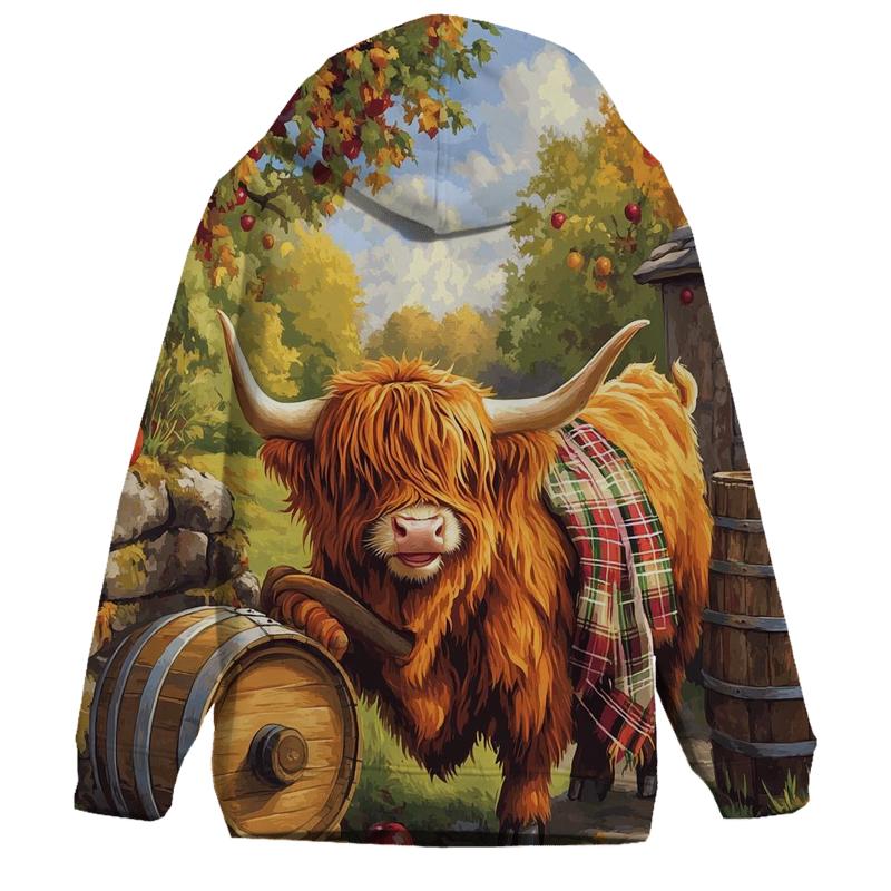 Highland Cow Orchard Cider Press embroidered hoodies