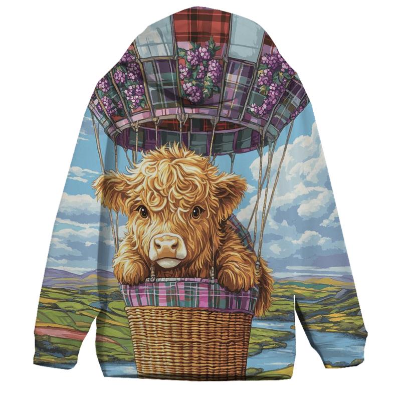Heather Balloon Ride Highland Cow hoodie trends