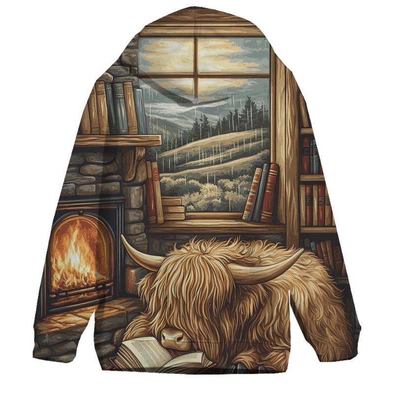 Highland Cow Bookshop Nook premium hoodies