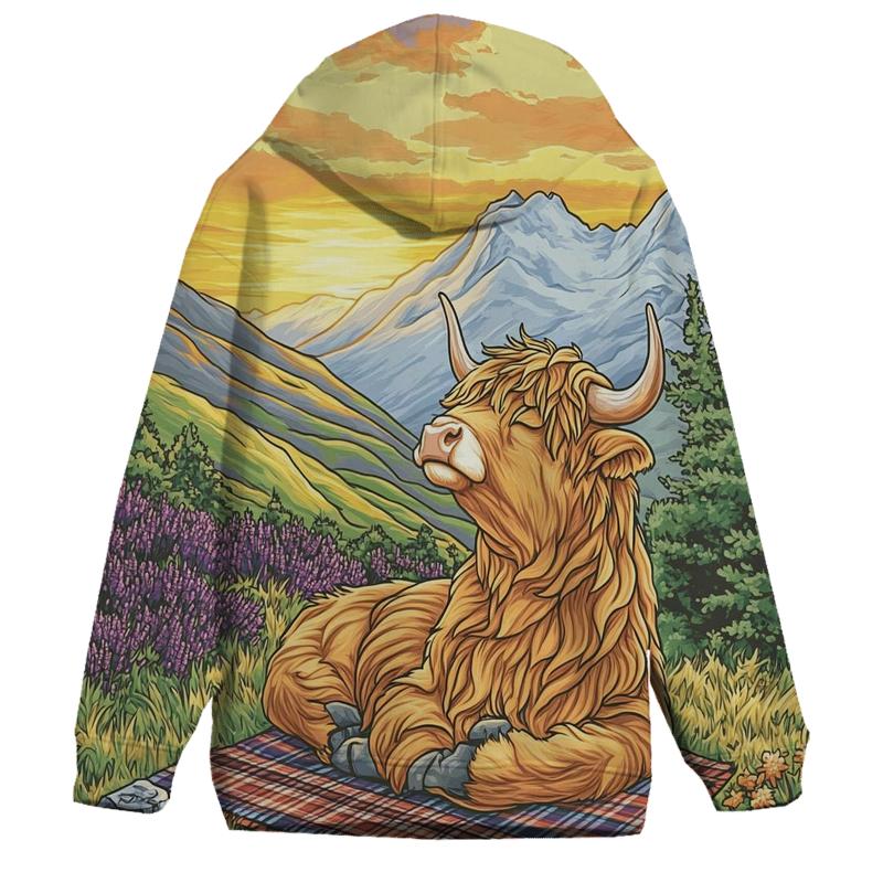 Highland Cow Sunrise Ridge Yoga lightweight hoodies