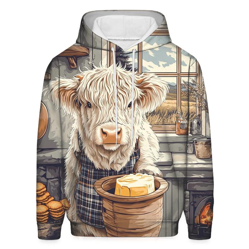 Highland Cow Butter Churn Kitchen graphic hoodies