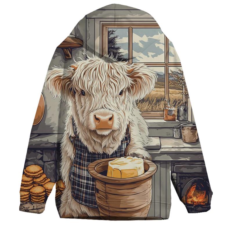 Highland Cow Butter Churn Kitchen graphic hoodies