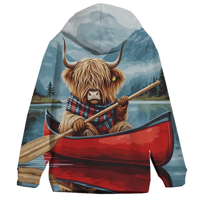 Highland Cow Canoe On Quiet Loch hoodie styles