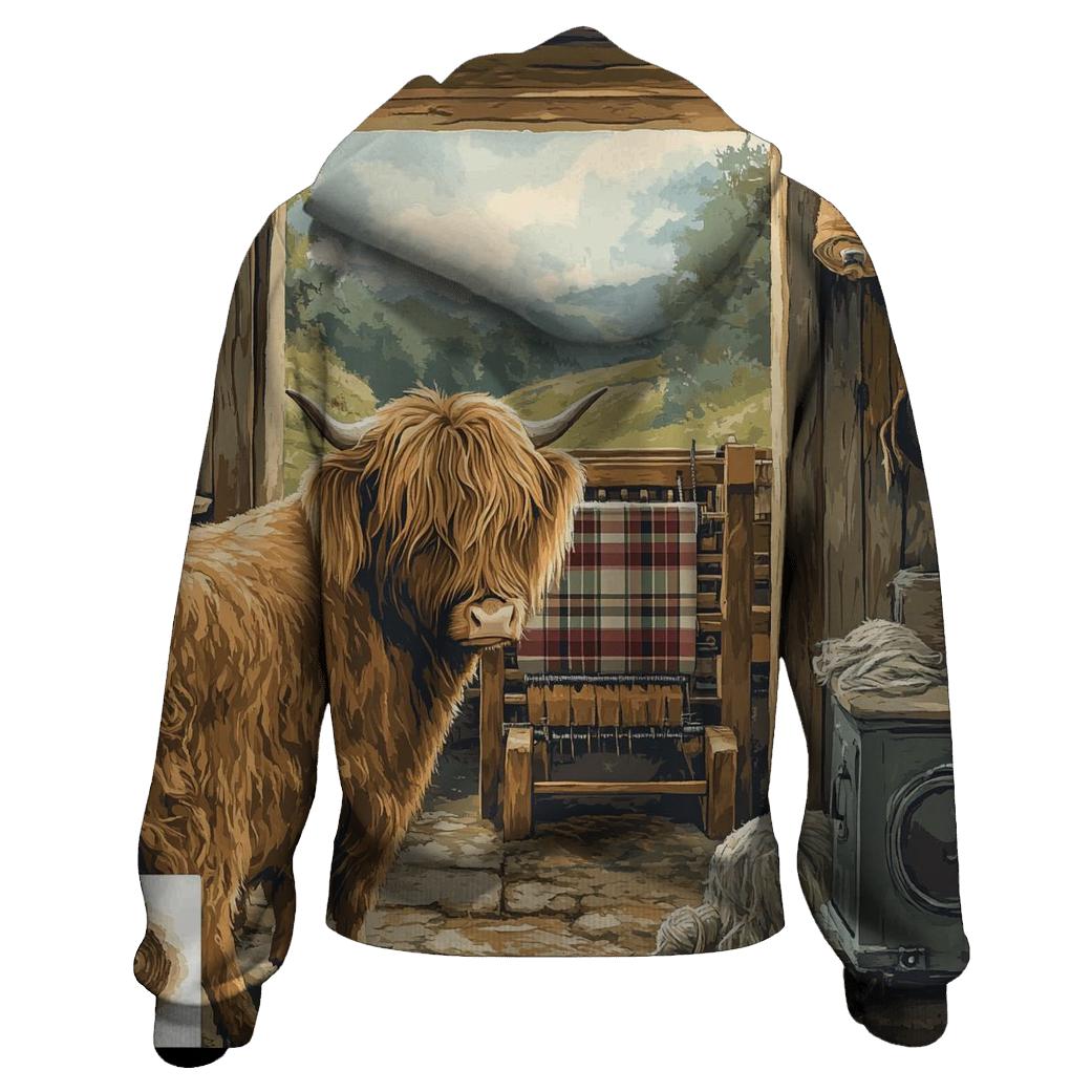 Tartan Loom Workshop Highland Cow pullover hoodies