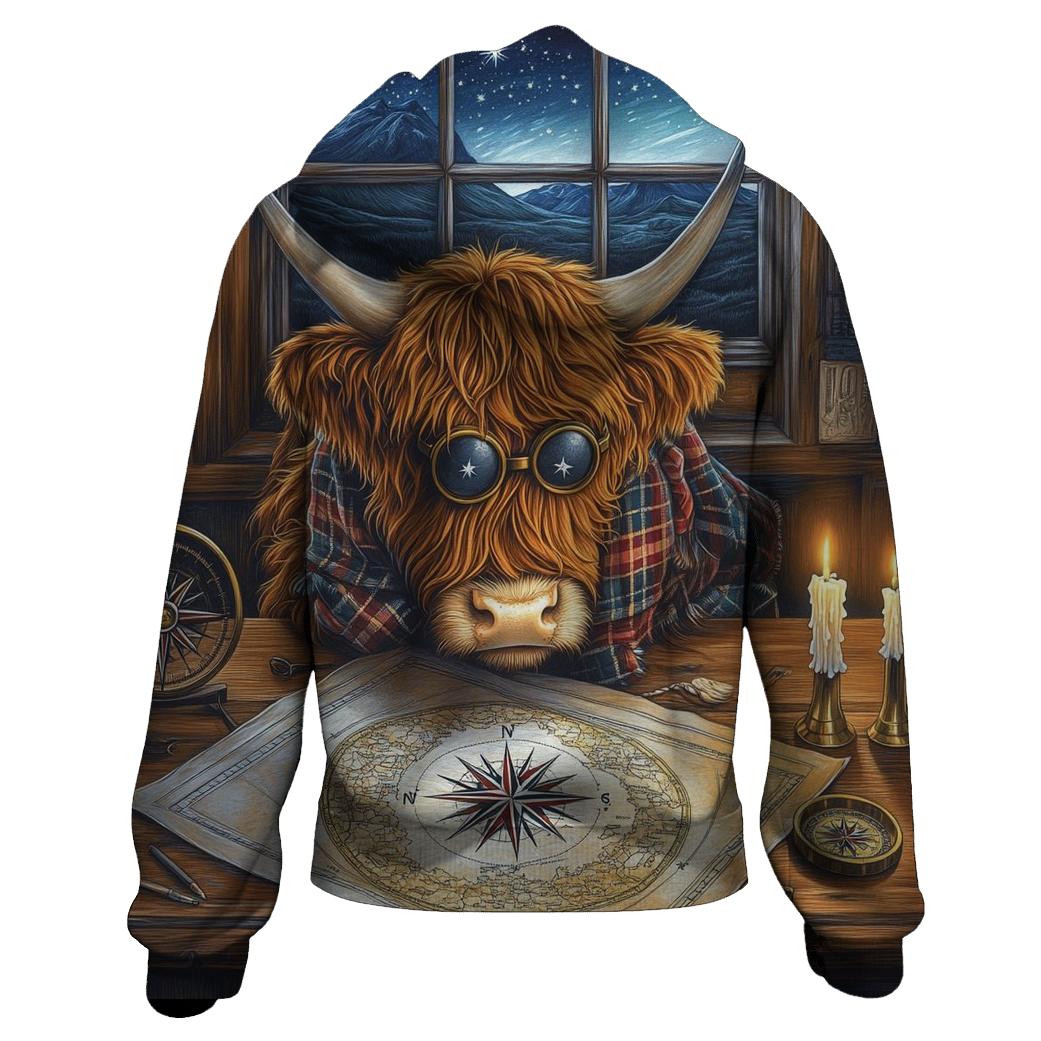 Highland Cow Star Map Study zip-up hoodies