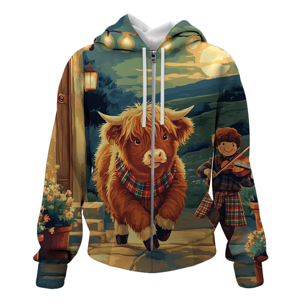Ceilidh Dance Highland Cow Companion pullover hoodies