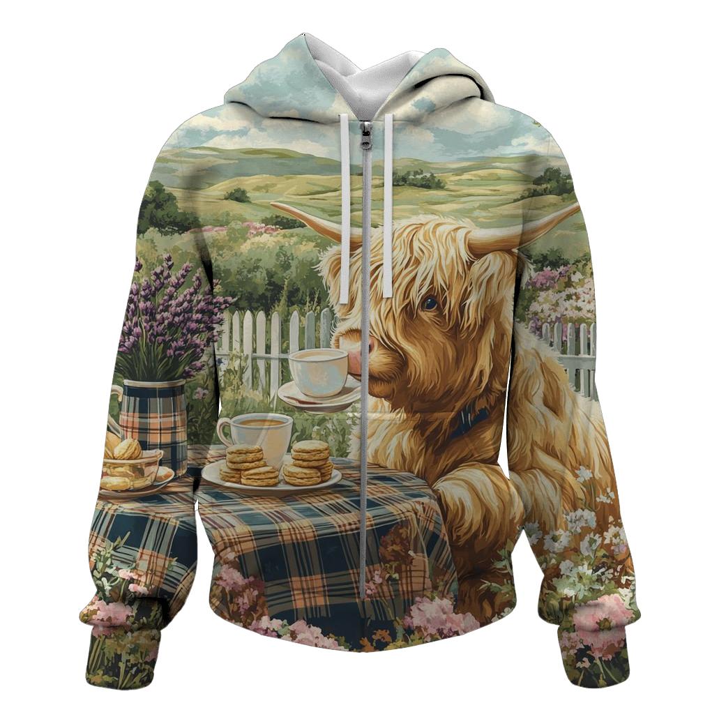 Highland Cow Tea Garden Brunch custom hoodies