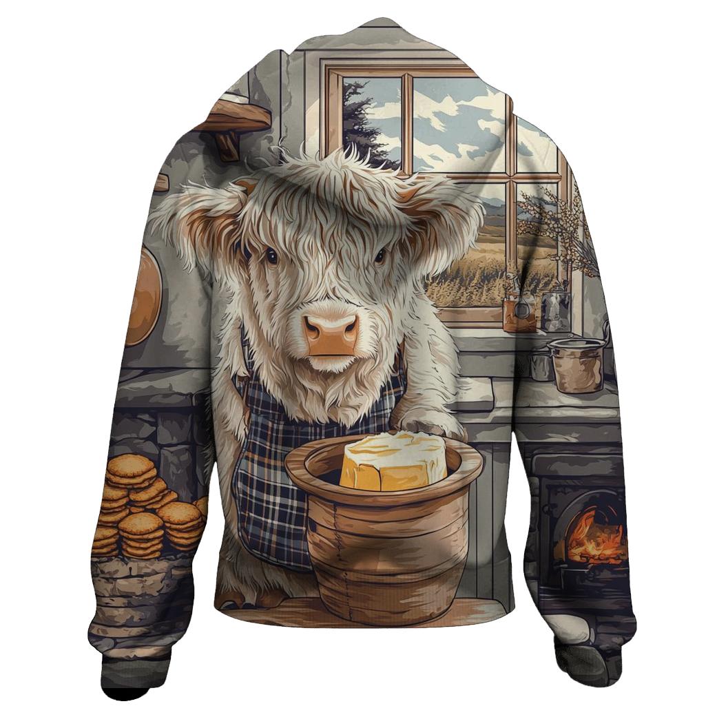 Highland Cow Butter Churn Kitchen premium hoodies