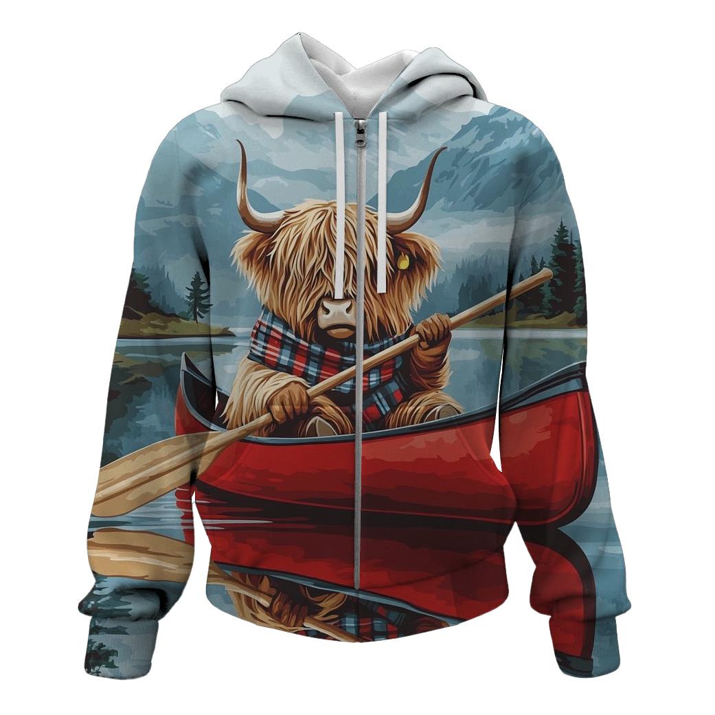 Highland Cow Canoe On Quiet Loch hoodie styles