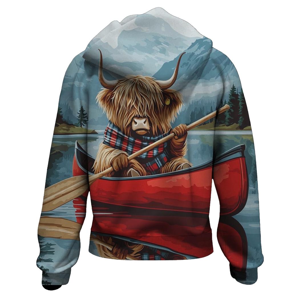 Highland Cow Canoe On Quiet Loch hoodie styles