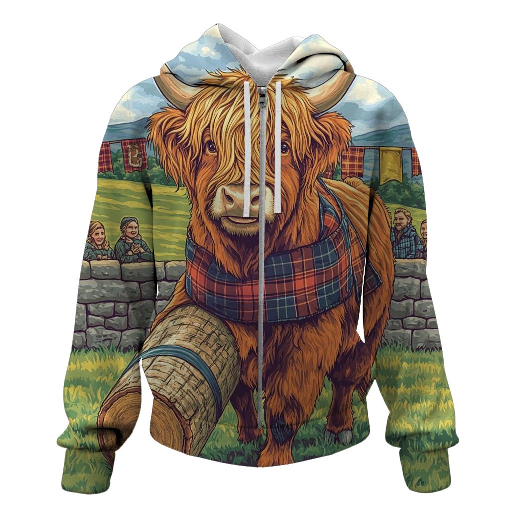 Highland Cow Highland Games Helper embroidered hoodies