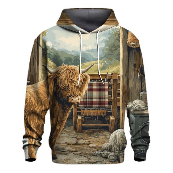 Tartan Loom Workshop Highland Cow hoodie styles