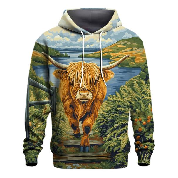 Bracken Trail Highland Cow Postcard graphic hoodies