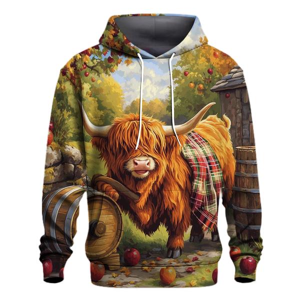 Highland Cow Orchard Cider Press printed hoodies