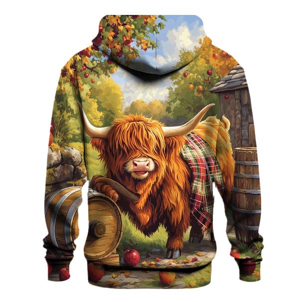 Highland Cow Orchard Cider Press printed hoodies
