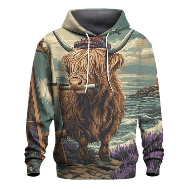 Clifftop Sketcher Highland Cow hoodie trends