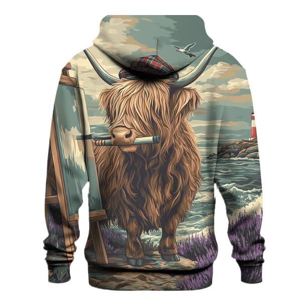 Clifftop Sketcher Highland Cow hoodie trends