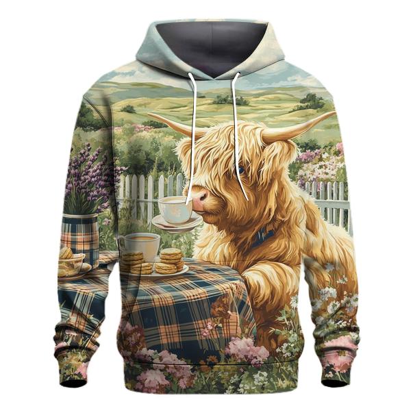 Highland Cow Tea Garden Brunch custom hoodies