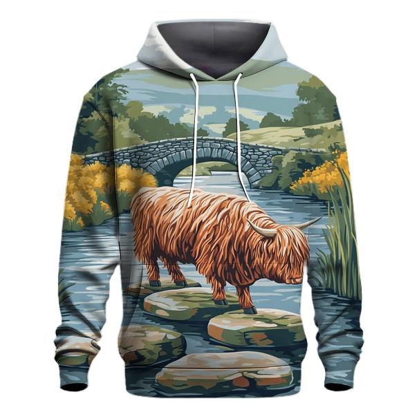 Highland Cow River Stone Crossing hoodie styles