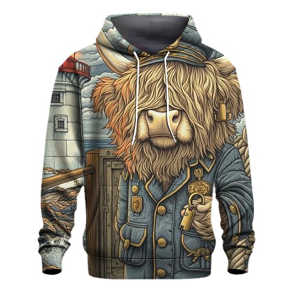 Highland Cow Lighthouse Keeper premium hoodies