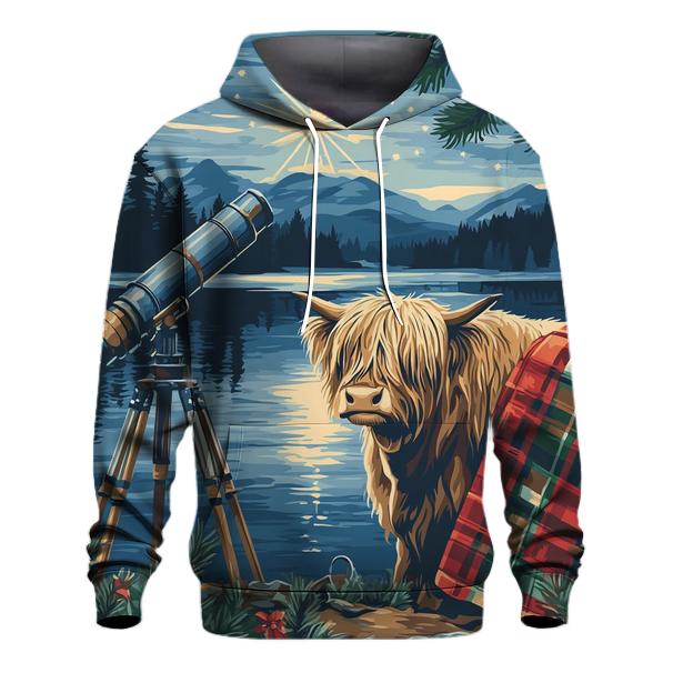 Highland Cow Lochside Telescope Night premium hoodies