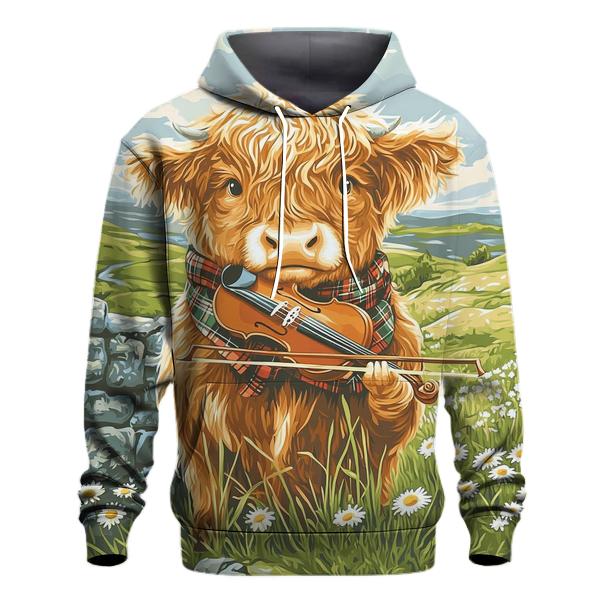 Highland Cow Violin Practice Meadow custom hoodies