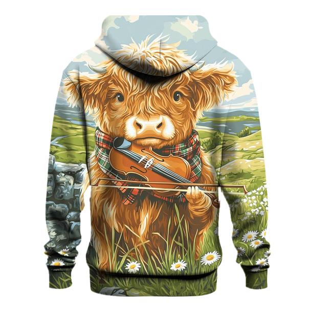 Highland Cow Violin Practice Meadow custom hoodies