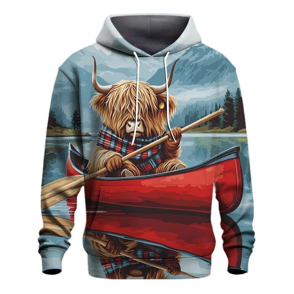 Highland Cow Canoe On Quiet Loch custom hoodies