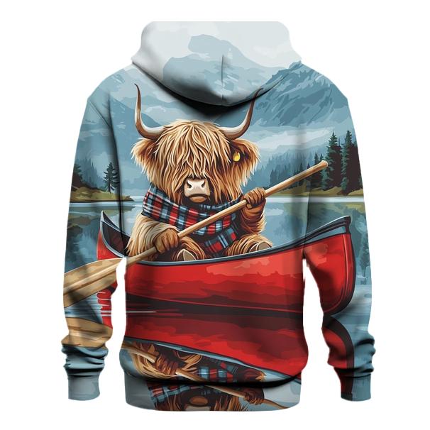 Highland Cow Canoe On Quiet Loch custom hoodies