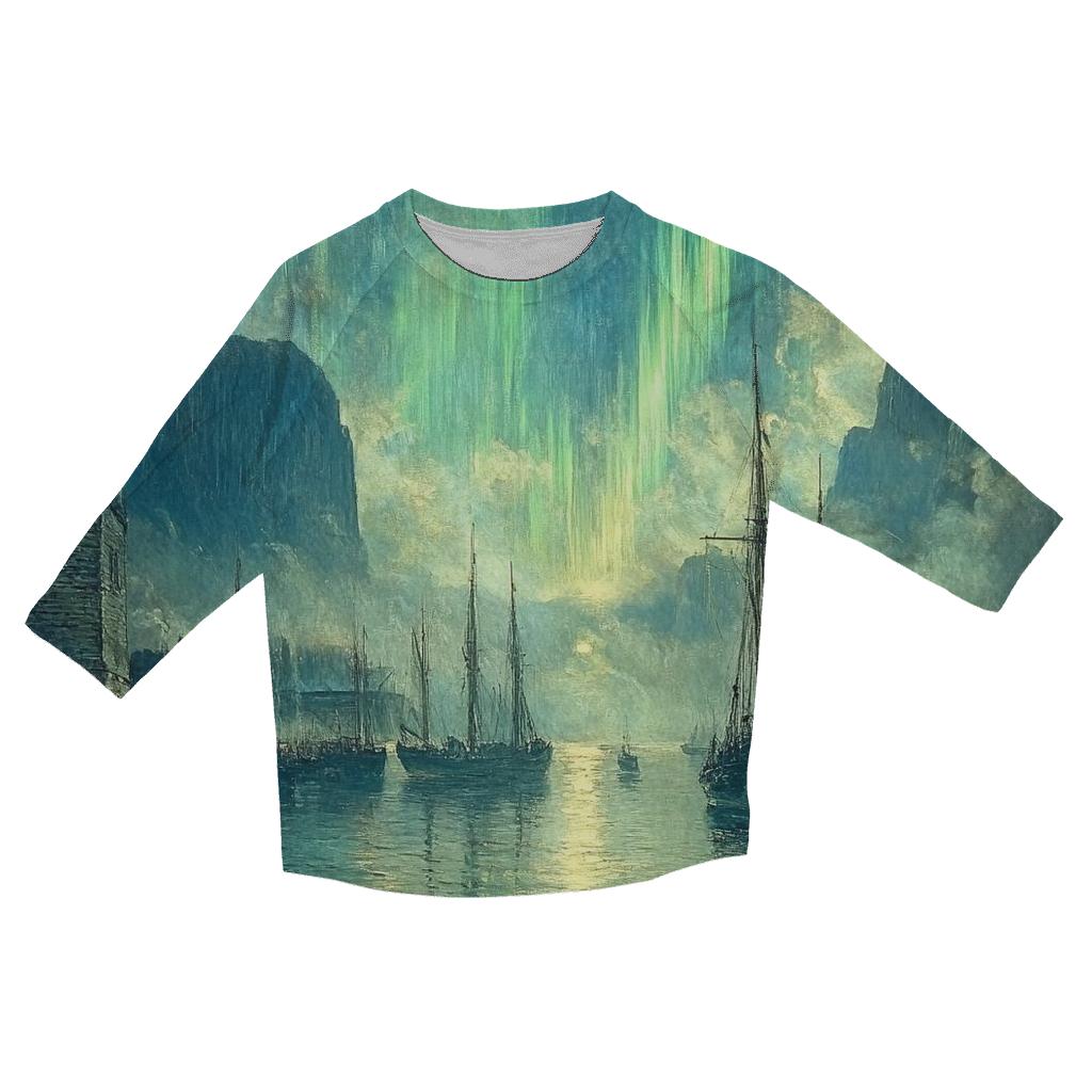 J M W Turner Inspired Aurora Over Ancient Harbor cotton quarter sleeve shirts
