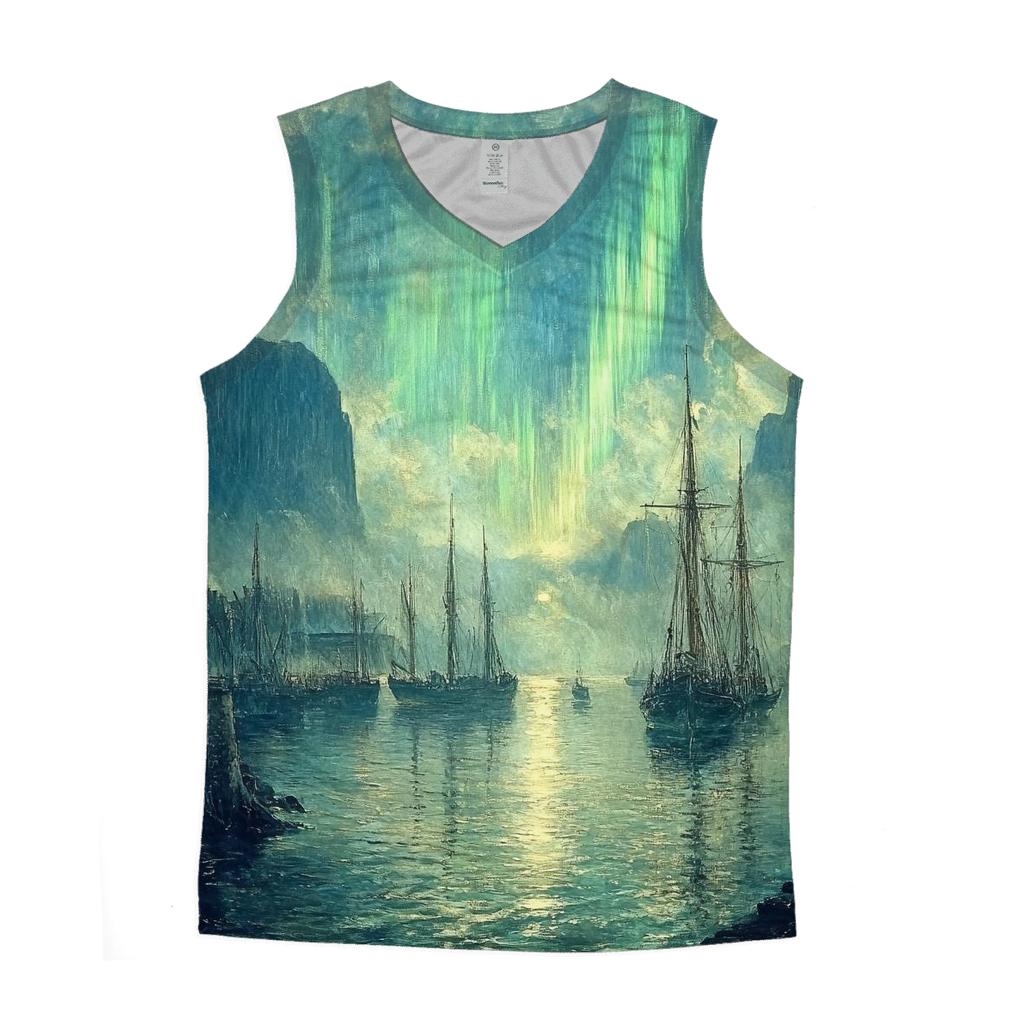 J M W Turner Inspired Aurora Over Ancient Harbor personalized athletic tanks