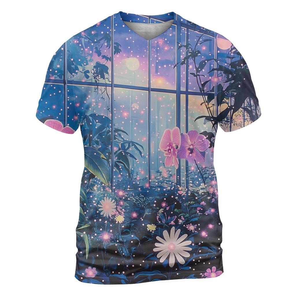 Yayoi Kusama Inspired Nebula Orchid Garden designer pattern shirts
