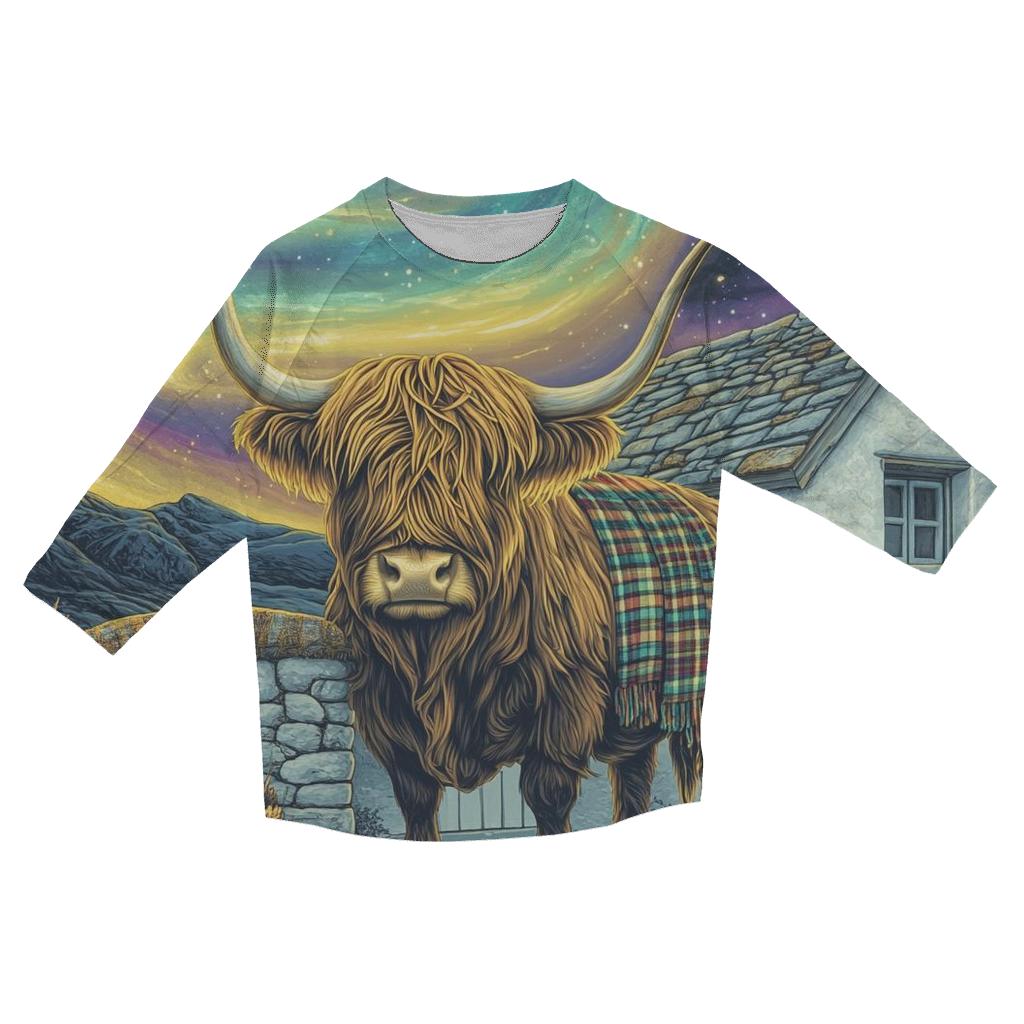 Celestial Bothy With Highland Cow Guardian stylish quarter sleeve tops