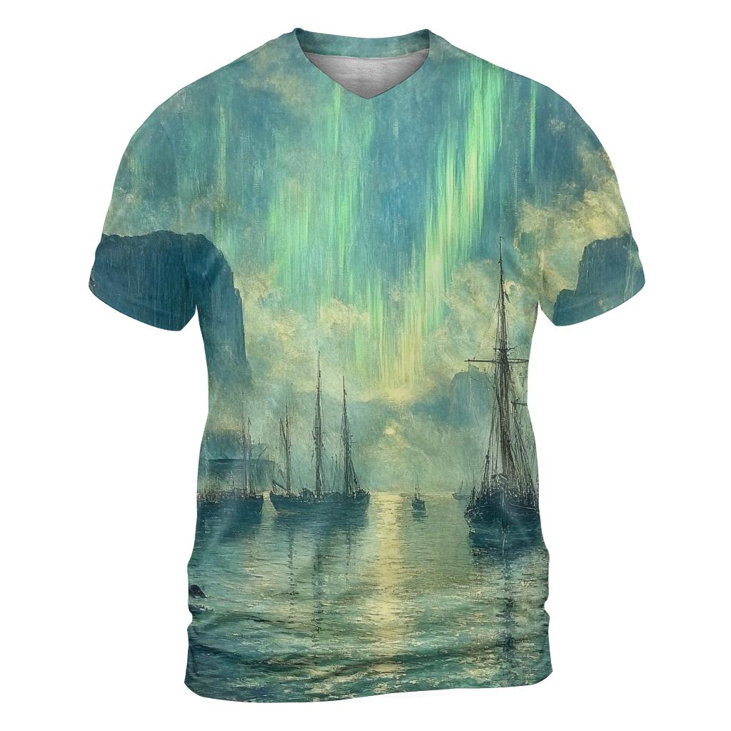 J M W Turner Inspired Aurora Over Ancient Harbor personalized full print shirts