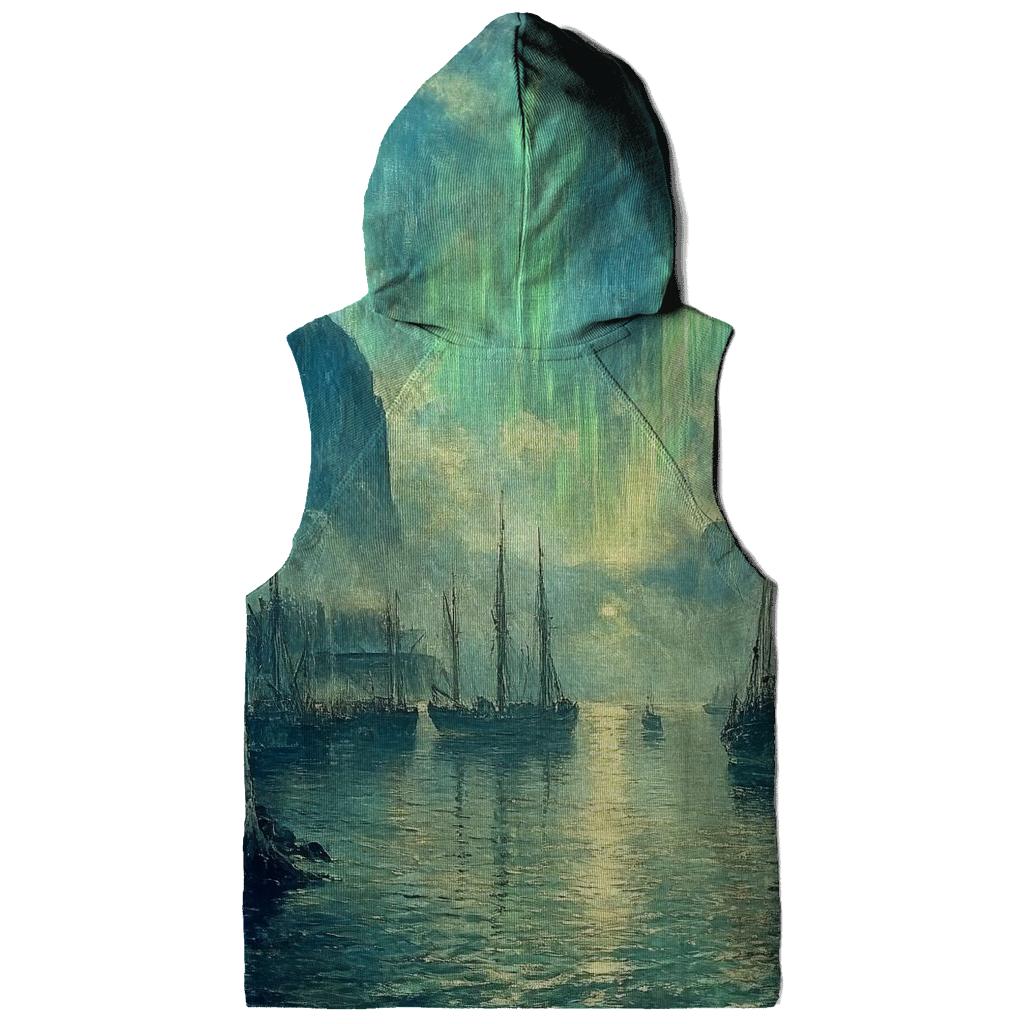 J M W Turner Inspired Aurora Over Ancient Harbor premium hoodies