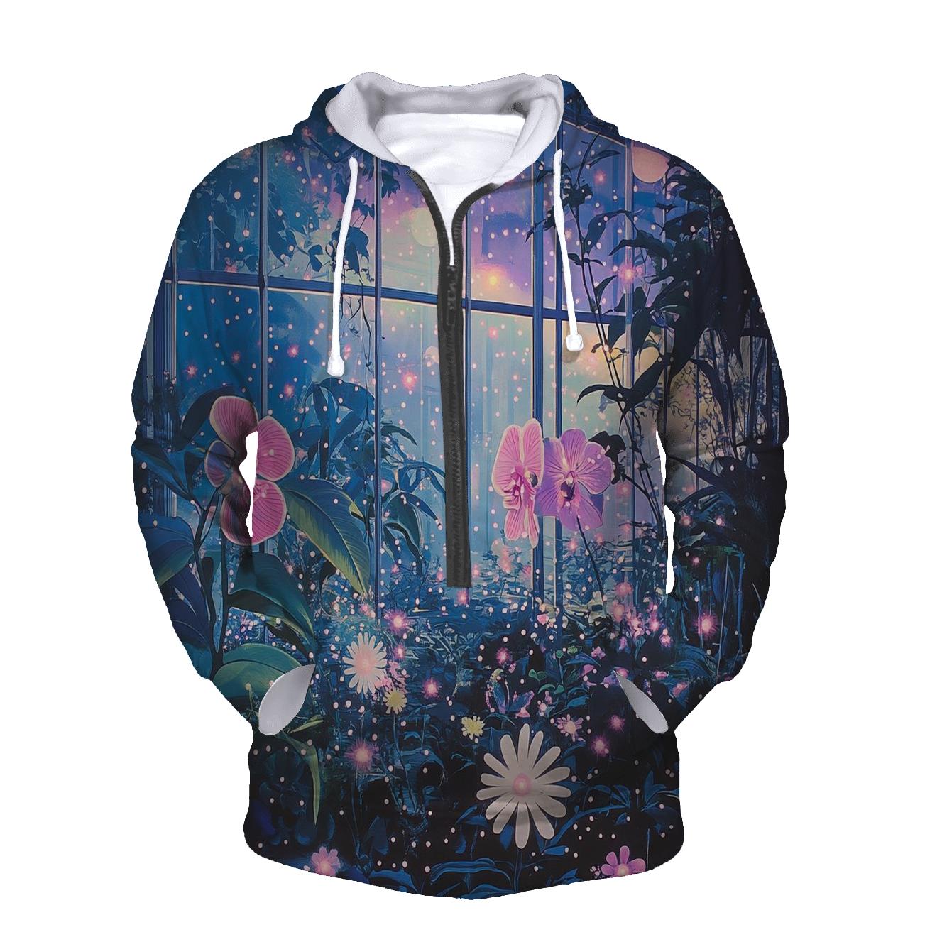 Yayoi Kusama Inspired Nebula Orchid Garden heavyweight hoodies