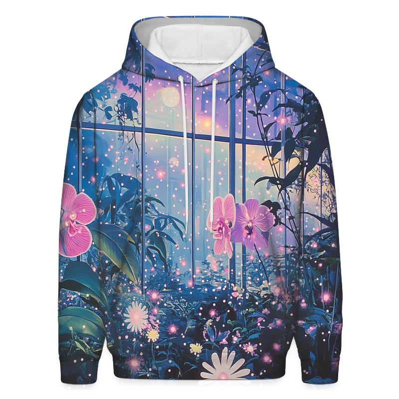 Yayoi Kusama Inspired Nebula Orchid Garden heavyweight hoodies