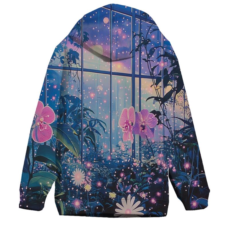 Yayoi Kusama Inspired Nebula Orchid Garden heavyweight hoodies