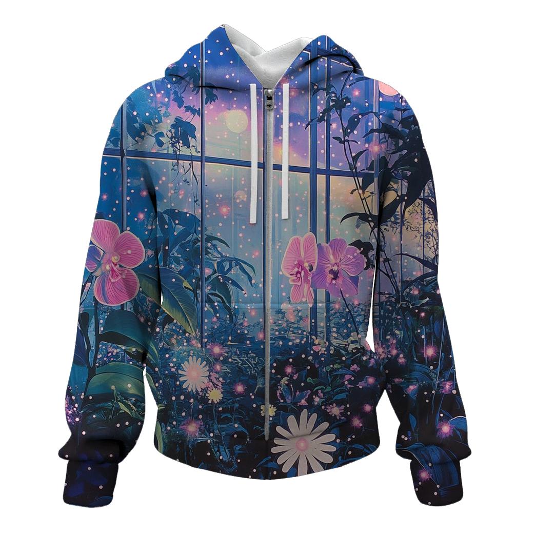 Yayoi Kusama Inspired Nebula Orchid Garden premium hoodies