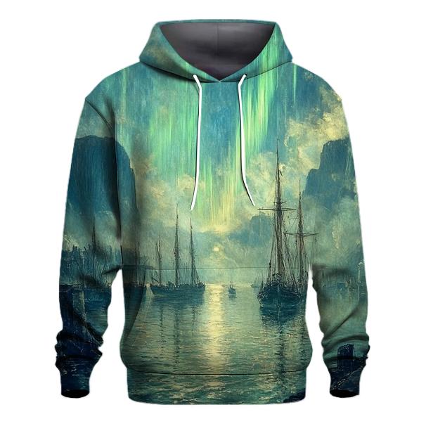 J M W Turner Inspired Aurora Over Ancient Harbor pullover hoodies